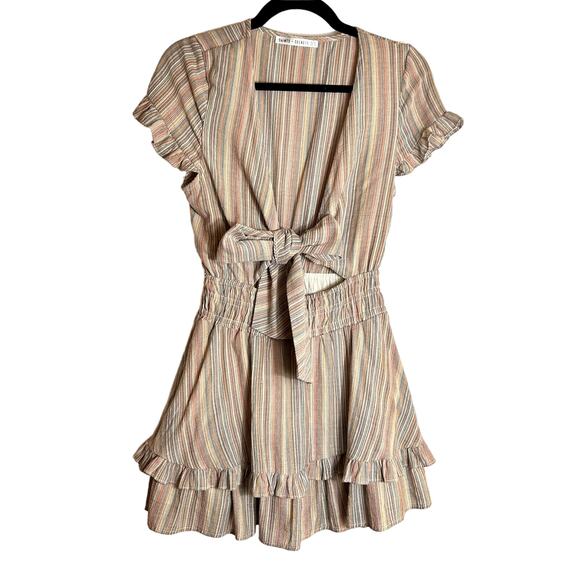 Saints + Secrets Anthea tie Front Layered Frill linen Dress Size S - Picture 2 of 9